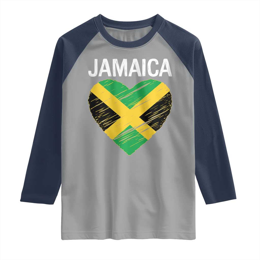 Jamaican Heart Flag Raglan Shirt Patriotic Jamaica Girls Proud Jamaican Roots - Wonder Print Shop