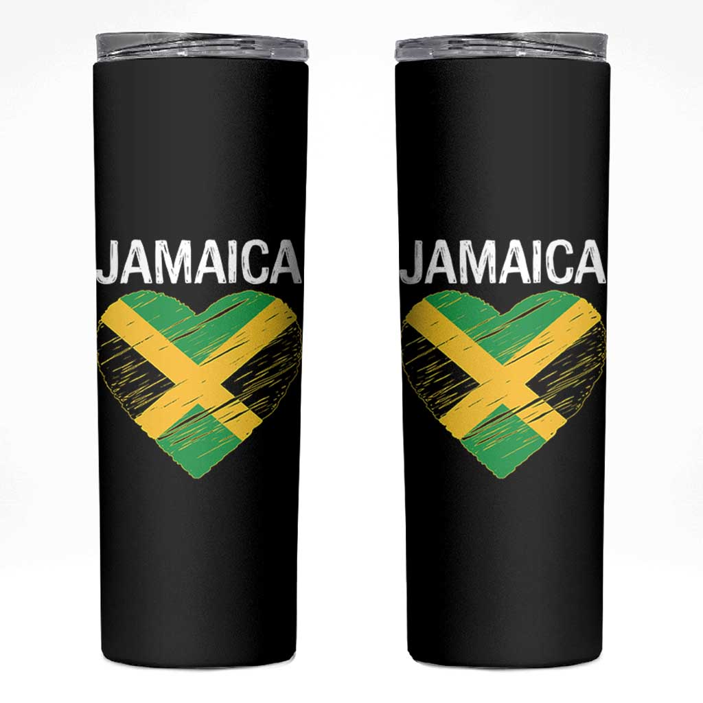 Jamaican Heart Flag Skinny Tumbler Patriotic Jamaica Girls Proud Jamaican Roots - Wonder Print Shop