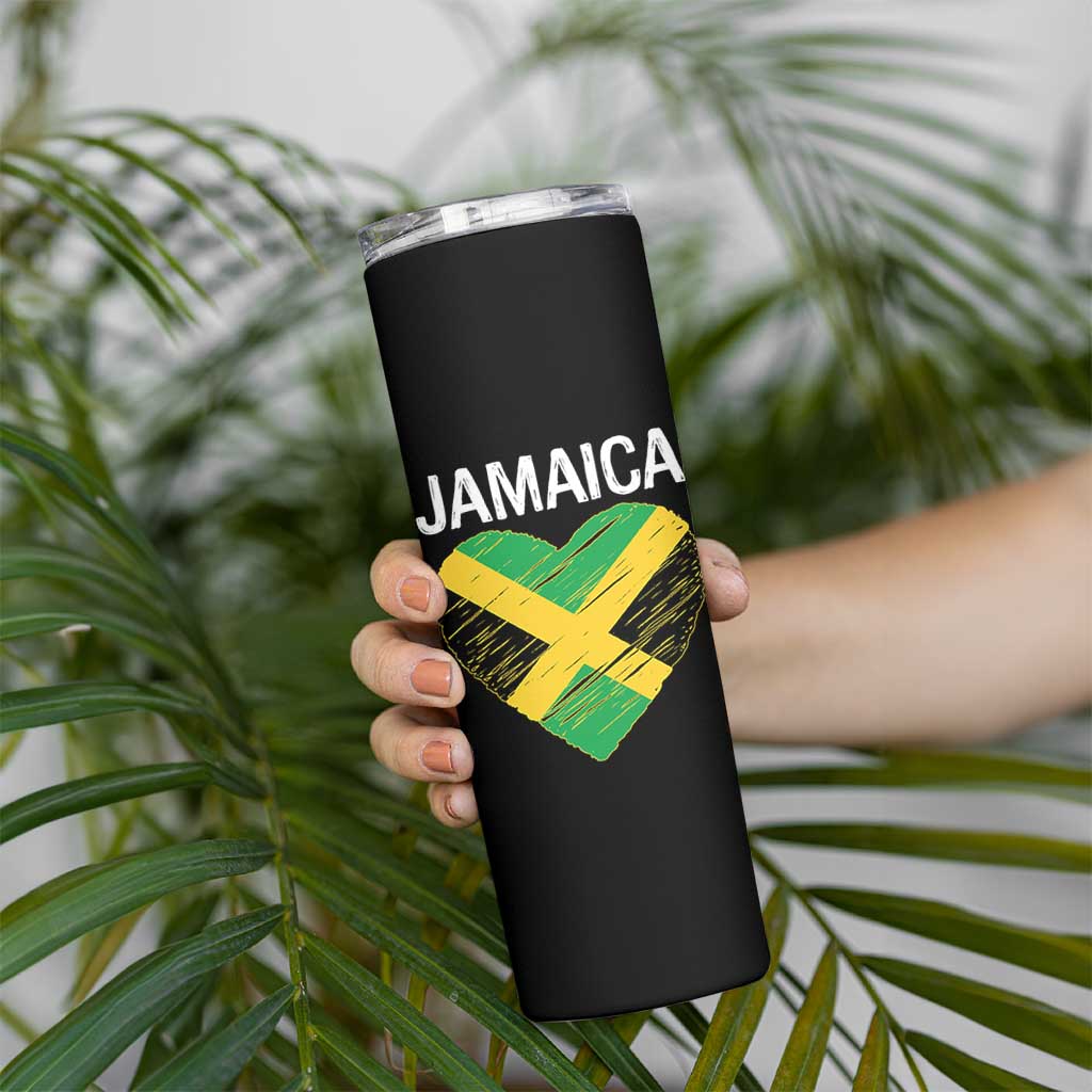 Jamaican Heart Flag Skinny Tumbler Patriotic Jamaica Girls Proud Jamaican Roots - Wonder Print Shop