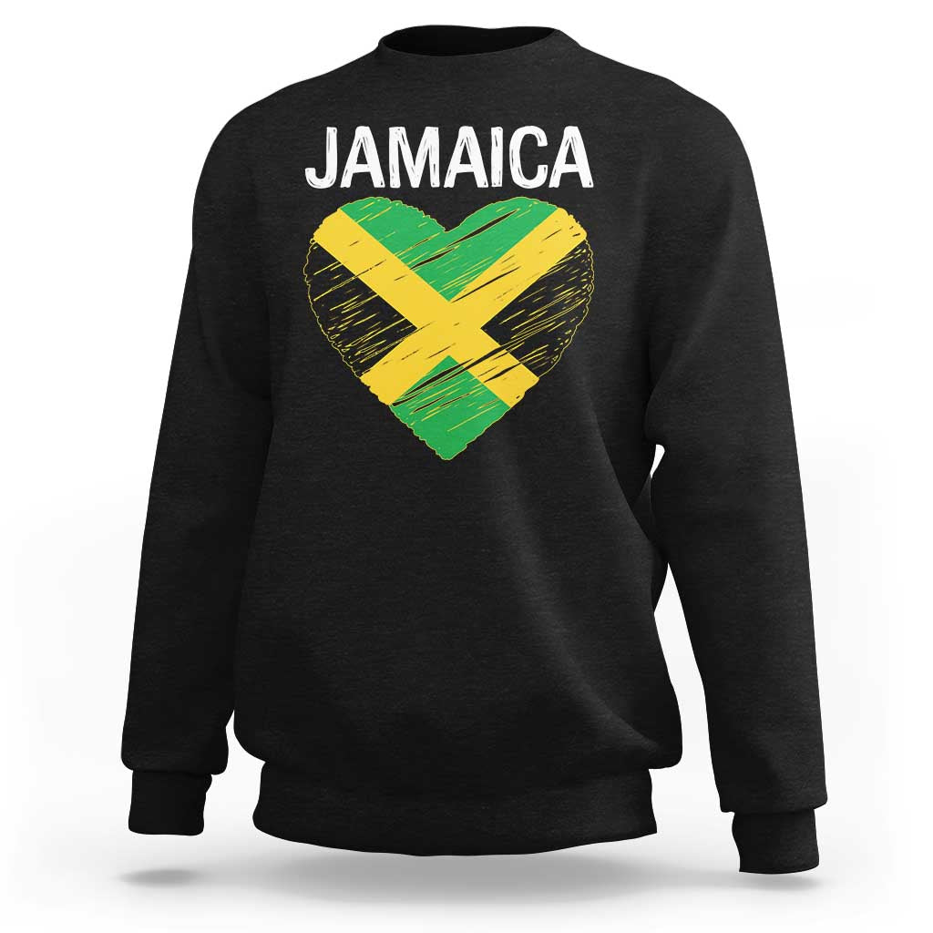 Jamaican Heart Flag Sweatshirt Patriotic Jamaica Girls Proud Jamaican Roots - Wonder Print Shop