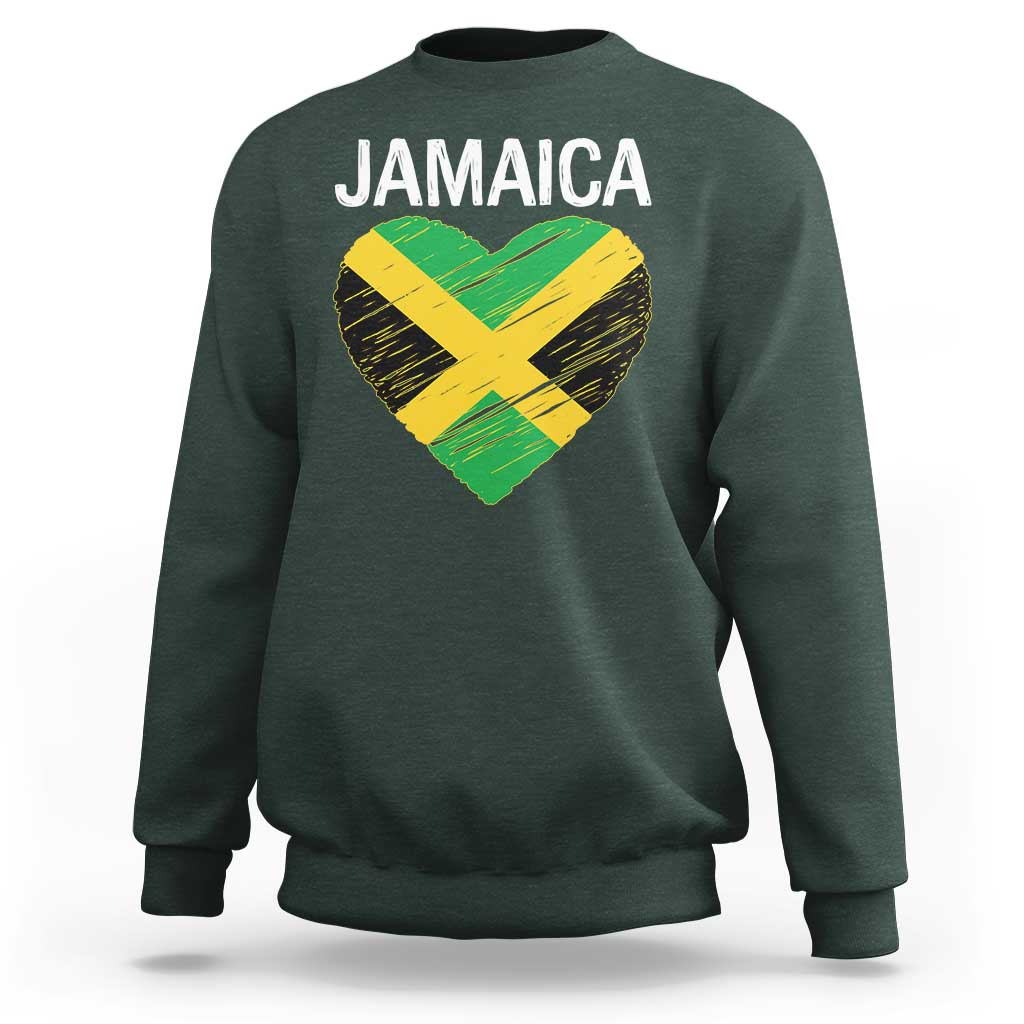 Jamaican Heart Flag Sweatshirt Patriotic Jamaica Girls Proud Jamaican Roots - Wonder Print Shop