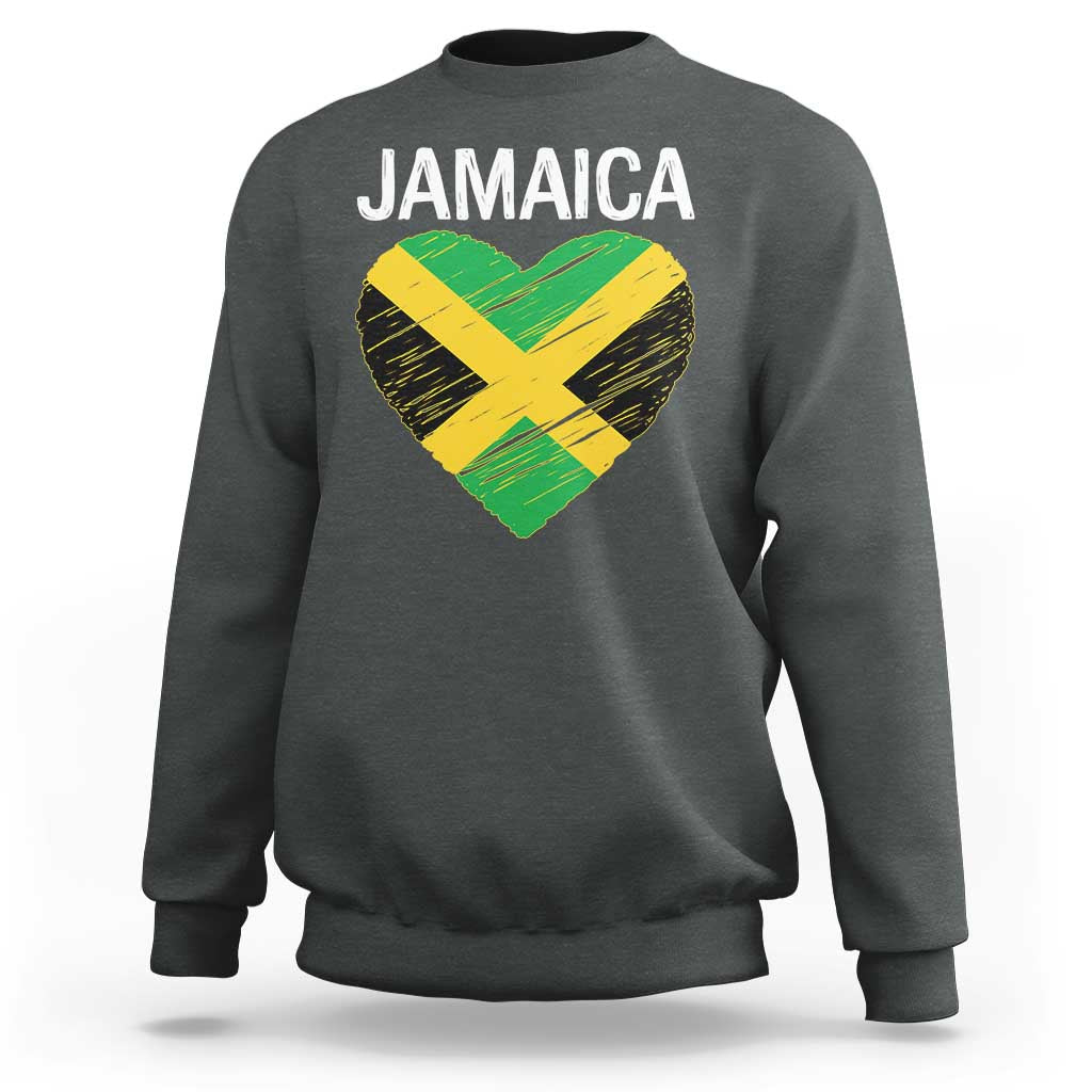 Jamaican Heart Flag Sweatshirt Patriotic Jamaica Girls Proud Jamaican Roots - Wonder Print Shop