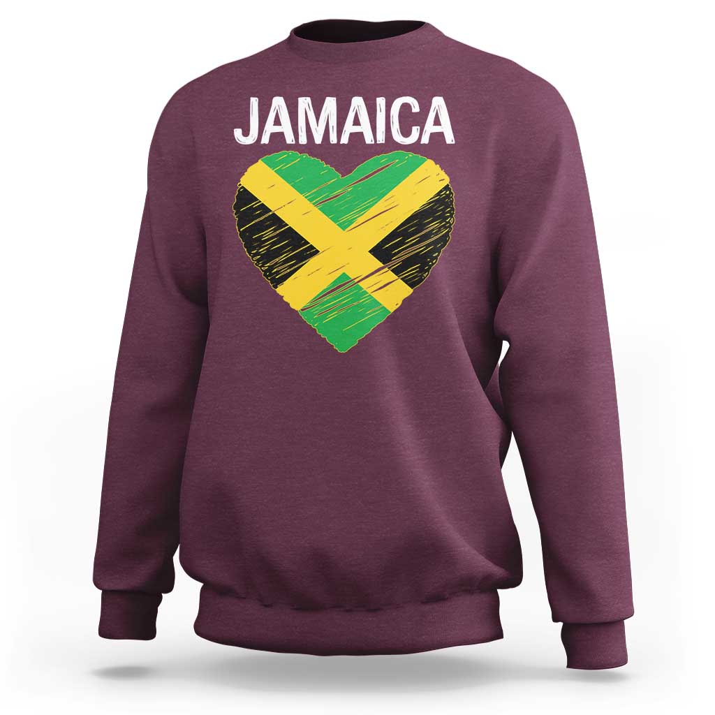 Jamaican Heart Flag Sweatshirt Patriotic Jamaica Girls Proud Jamaican Roots - Wonder Print Shop