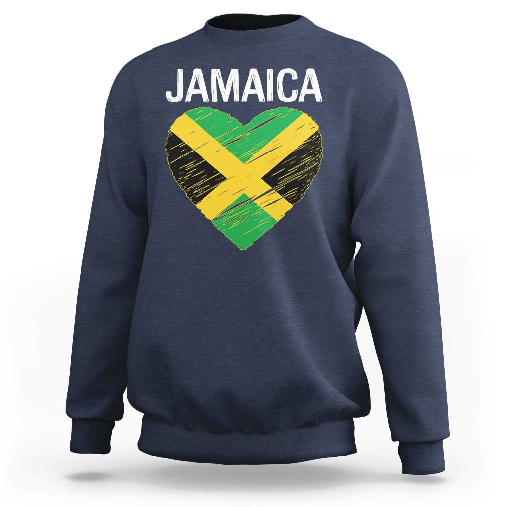 Jamaican Heart Flag Sweatshirt Patriotic Jamaica Girls Proud Jamaican Roots - Wonder Print Shop