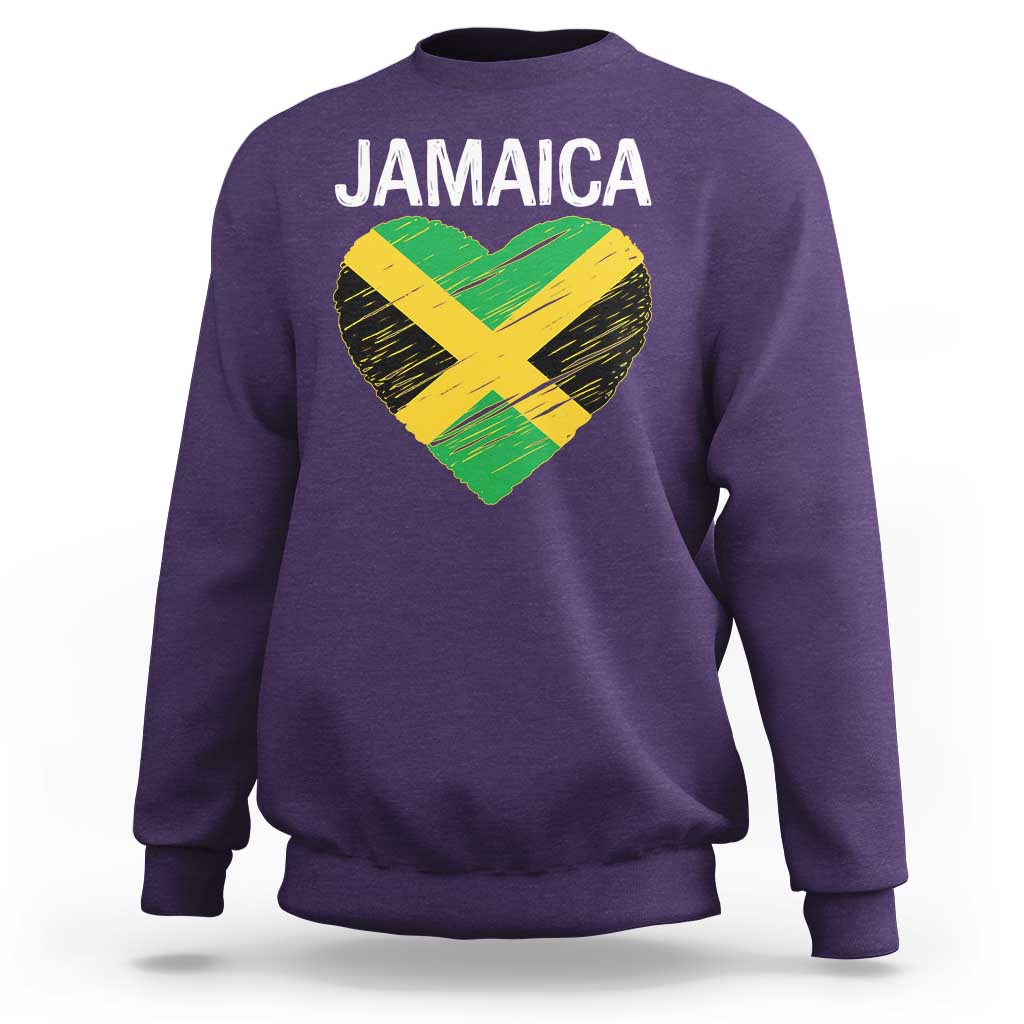 Jamaican Heart Flag Sweatshirt Patriotic Jamaica Girls Proud Jamaican Roots - Wonder Print Shop