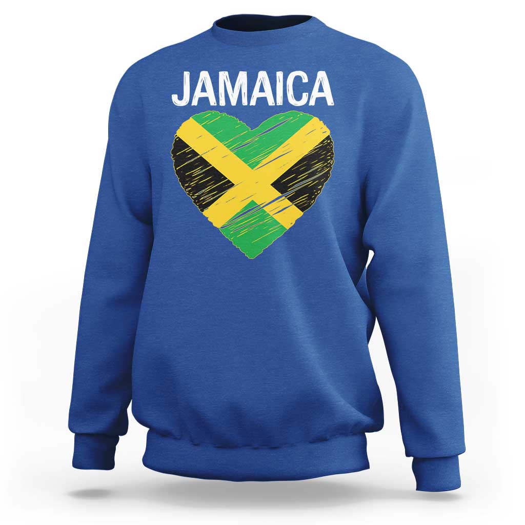Jamaican Heart Flag Sweatshirt Patriotic Jamaica Girls Proud Jamaican Roots - Wonder Print Shop