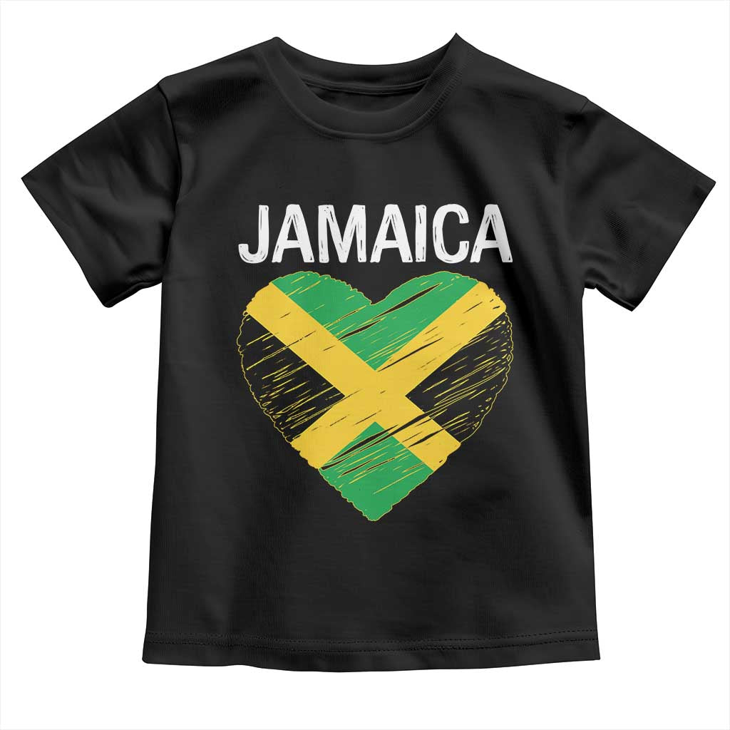 Jamaican Heart Flag Toddler T Shirt Patriotic Jamaica Girls Proud Jamaican Roots - Wonder Print Shop