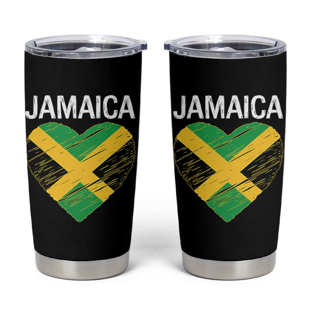 Jamaican Heart Flag Tumbler Cup Patriotic Jamaica Girls Proud Jamaican Roots - Wonder Print Shop