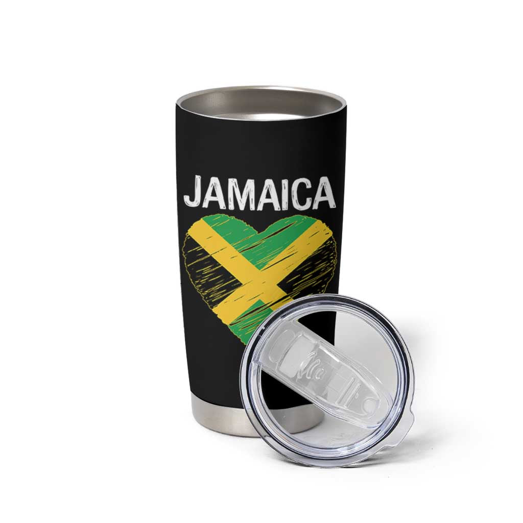 Jamaican Heart Flag Tumbler Cup Patriotic Jamaica Girls Proud Jamaican Roots - Wonder Print Shop