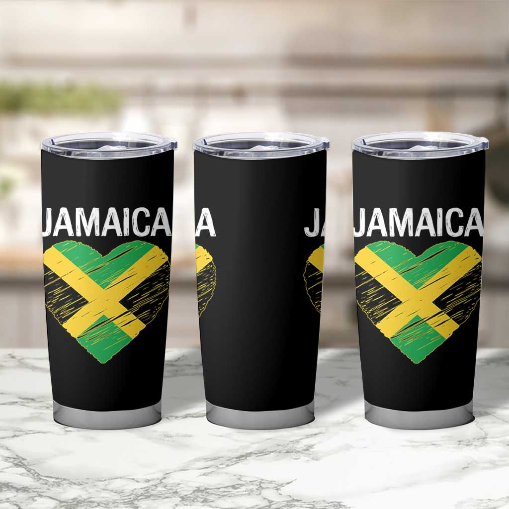 Jamaican Heart Flag Tumbler Cup Patriotic Jamaica Girls Proud Jamaican Roots - Wonder Print Shop
