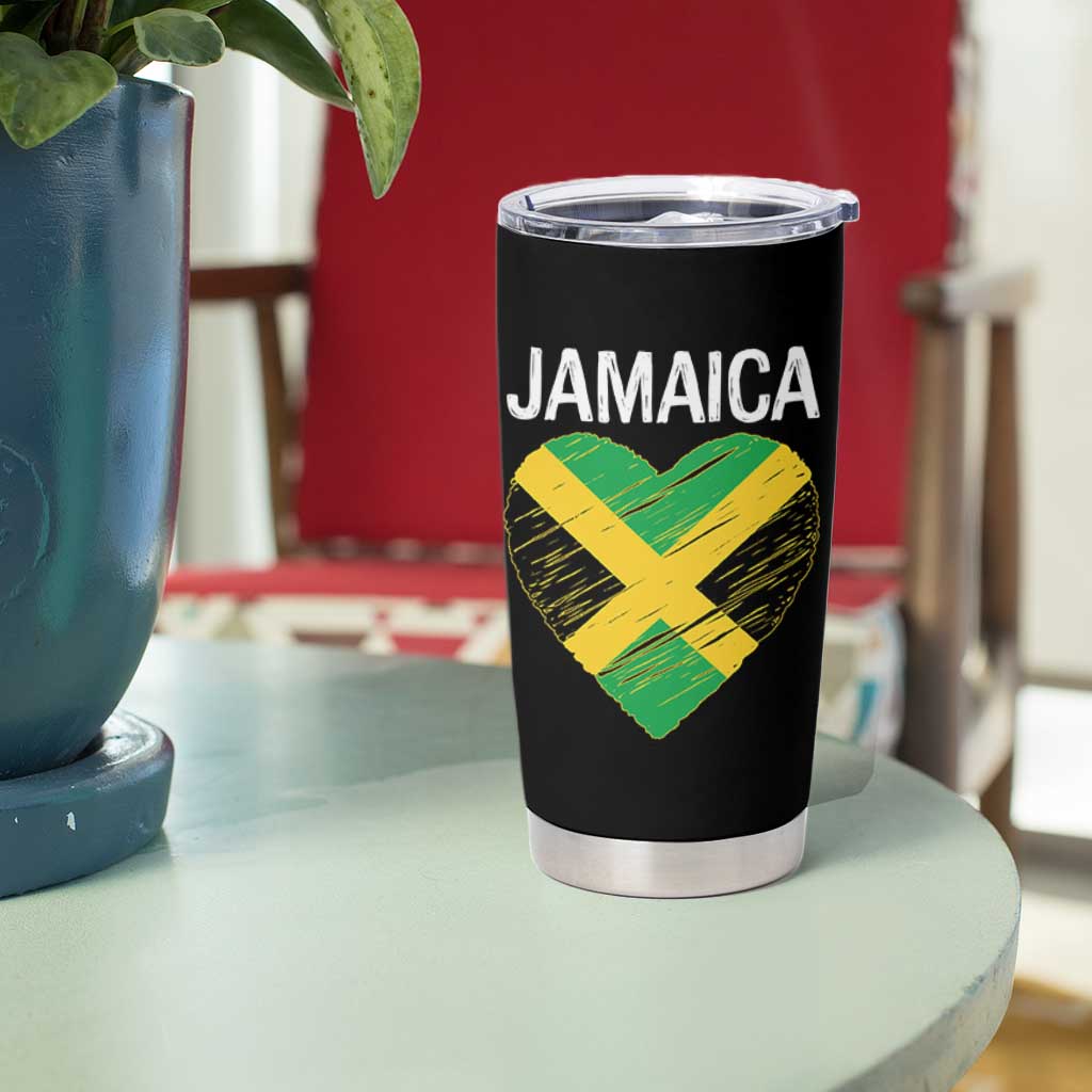 Jamaican Heart Flag Tumbler Cup Patriotic Jamaica Girls Proud Jamaican Roots - Wonder Print Shop
