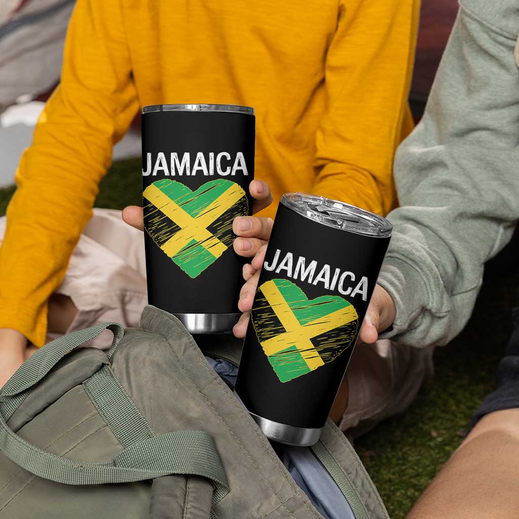 Jamaican Heart Flag Tumbler Cup Patriotic Jamaica Girls Proud Jamaican Roots - Wonder Print Shop