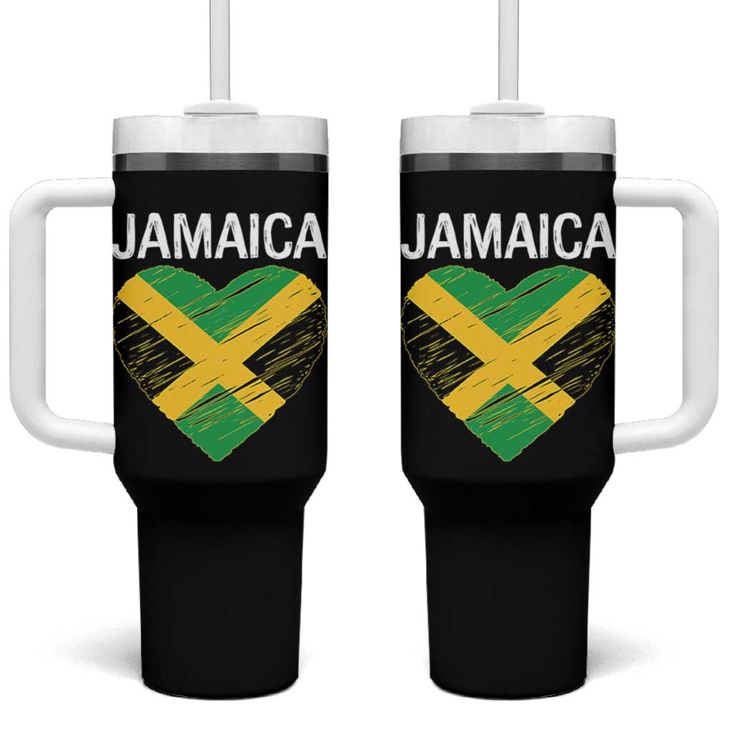 Jamaican Heart Flag Tumbler With Handle Patriotic Jamaica Girls Proud Jamaican Roots - Wonder Print Shop