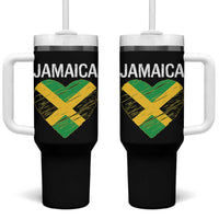 Jamaican Heart Flag Tumbler With Handle Patriotic Jamaica Girls Proud Jamaican Roots - Wonder Print Shop