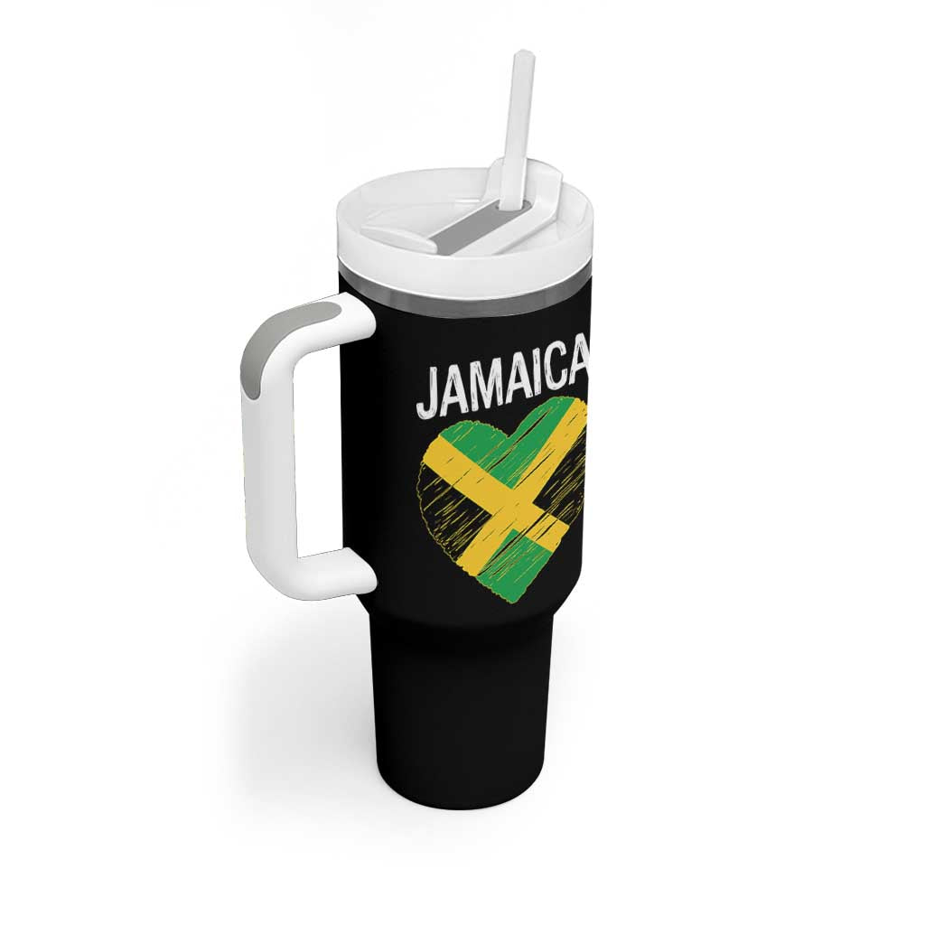 Jamaican Heart Flag Tumbler With Handle Patriotic Jamaica Girls Proud Jamaican Roots - Wonder Print Shop