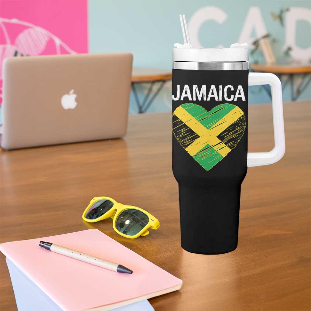 Jamaican Heart Flag Tumbler With Handle Patriotic Jamaica Girls Proud Jamaican Roots - Wonder Print Shop