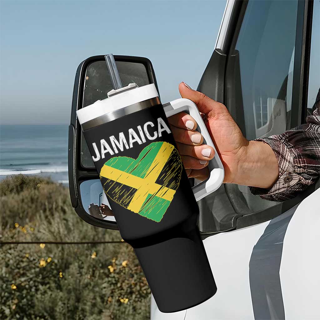 Jamaican Heart Flag Tumbler With Handle Patriotic Jamaica Girls Proud Jamaican Roots - Wonder Print Shop