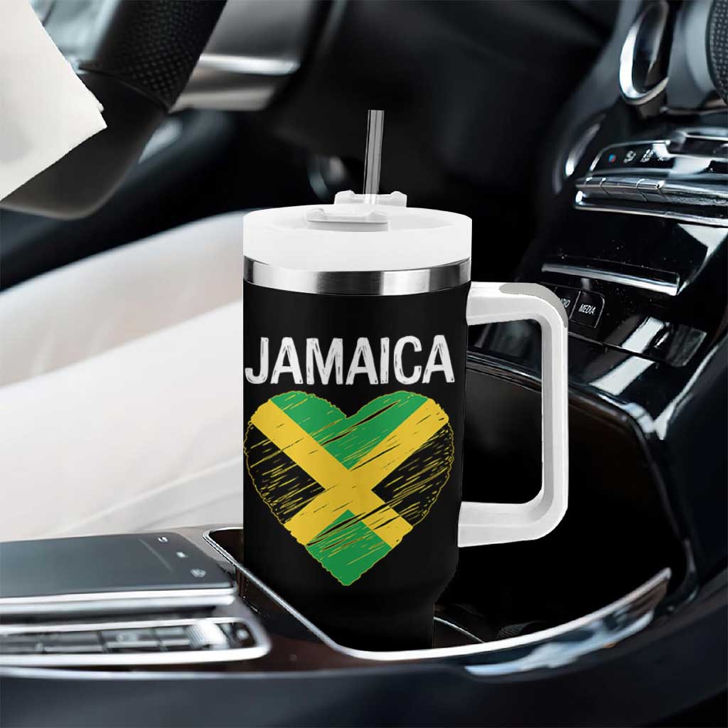 Jamaican Heart Flag Tumbler With Handle Patriotic Jamaica Girls Proud Jamaican Roots - Wonder Print Shop