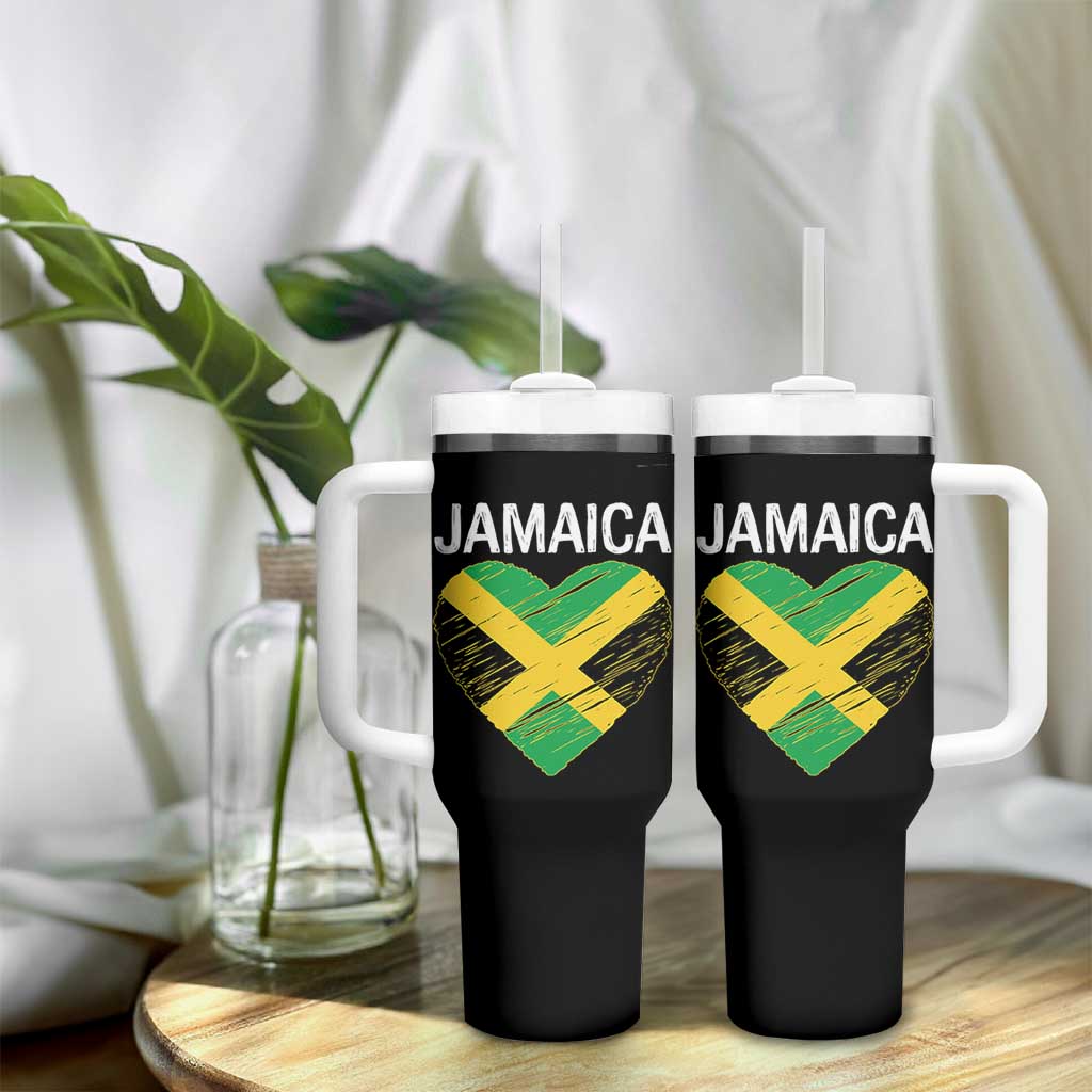 Jamaican Heart Flag Tumbler With Handle Patriotic Jamaica Girls Proud Jamaican Roots - Wonder Print Shop