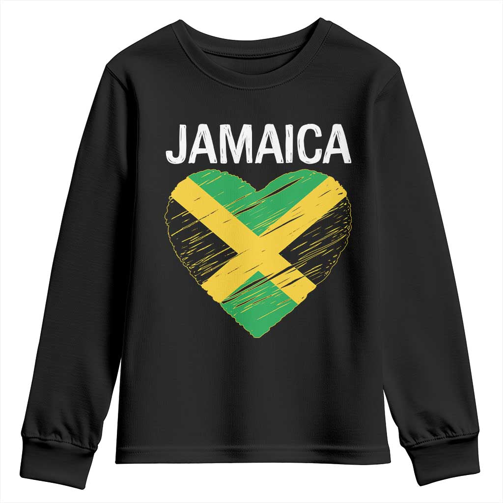 Jamaican Heart Flag Youth Sweatshirt Patriotic Jamaica Girls Proud Jamaican Roots - Wonder Print Shop