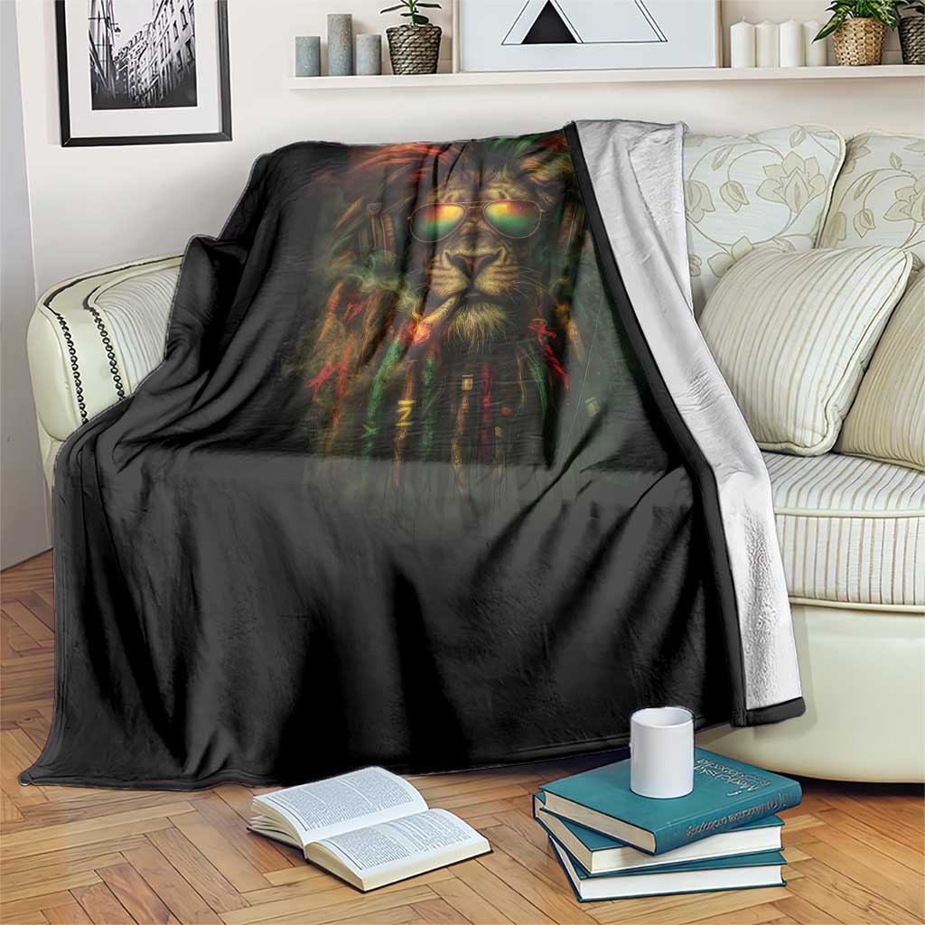 Rasta Reggae Lion Smoking Weed Throw Blanket Jamaican Reggae Music and Weed Lovers - Wonder Print Shop