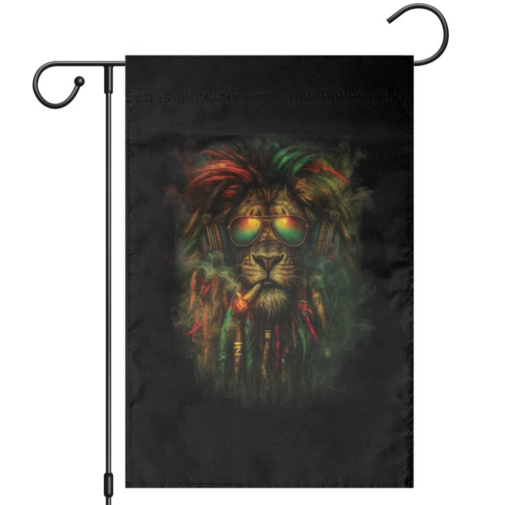 Rasta Reggae Lion Smoking Weed Garden Flag Jamaican Reggae Music and Weed Lovers - Wonder Print Shop