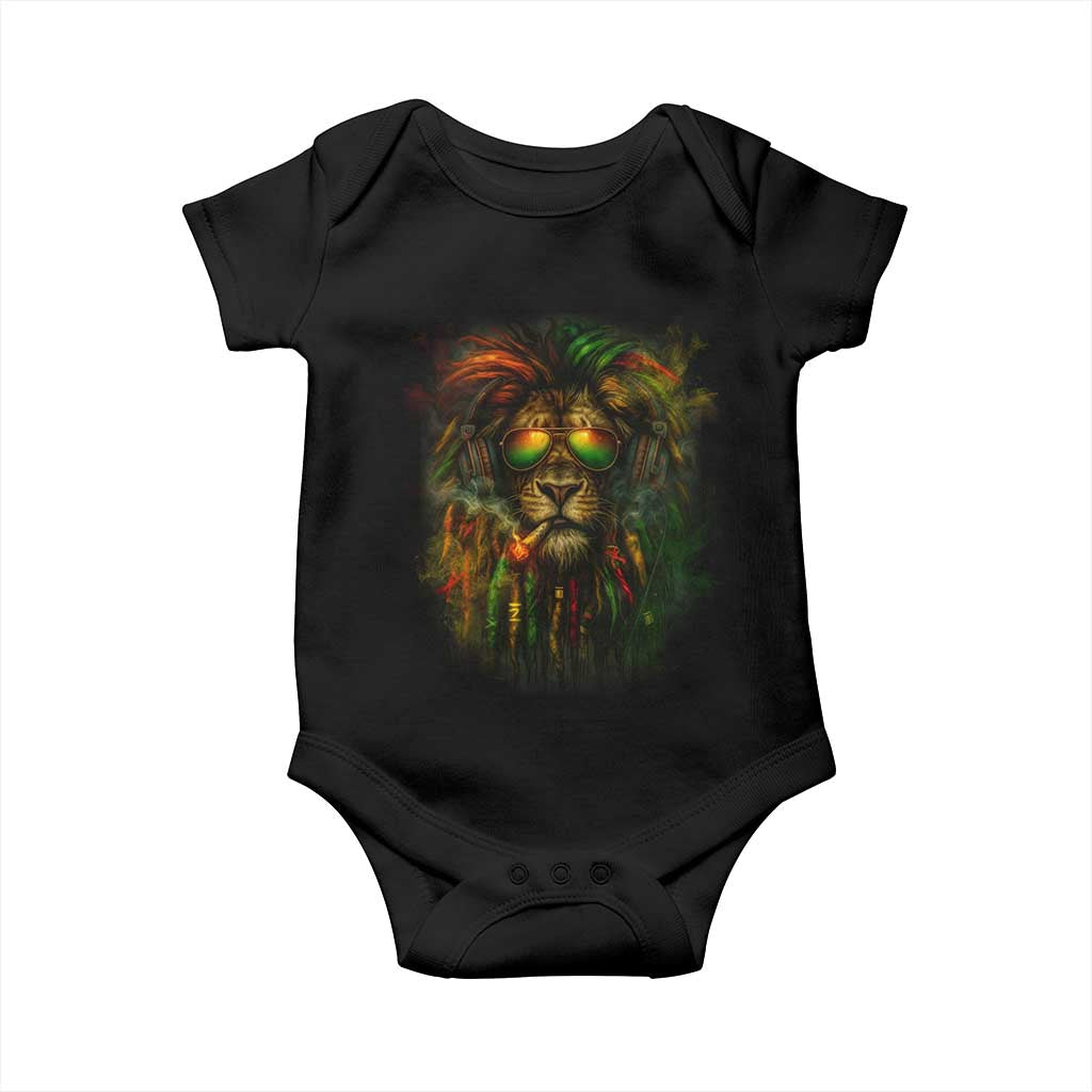 Rasta Reggae Lion Smoking Weed Baby Onesie Jamaican Reggae Music and Weed Lovers - Wonder Print Shop