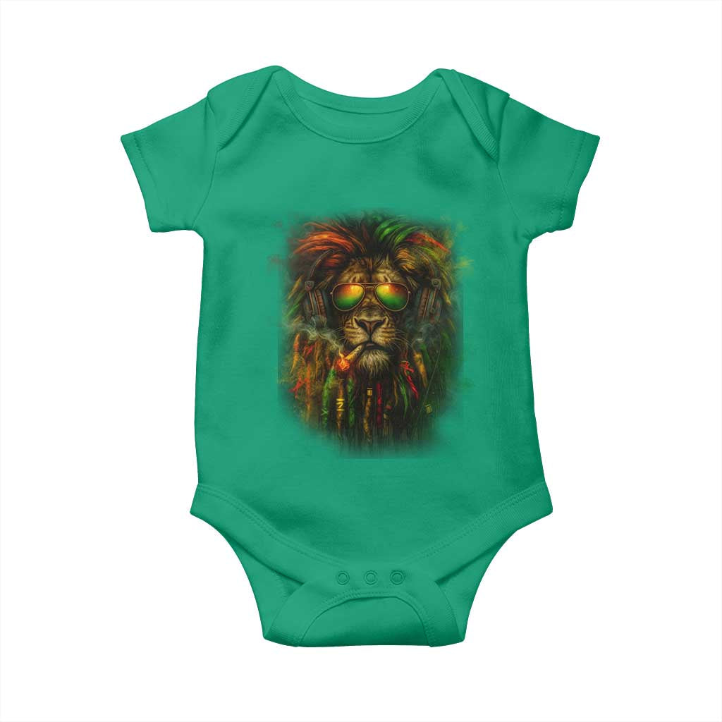 Rasta Reggae Lion Smoking Weed Baby Onesie Jamaican Reggae Music and Weed Lovers - Wonder Print Shop
