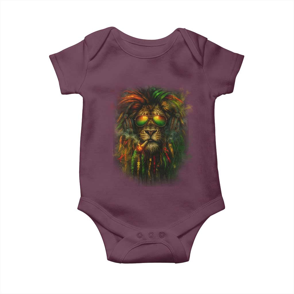 Rasta Reggae Lion Smoking Weed Baby Onesie Jamaican Reggae Music and Weed Lovers - Wonder Print Shop