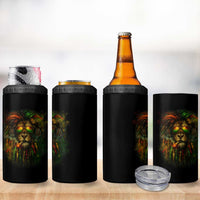 Rasta Reggae Lion Smoking Weed 4 in 1 Can Cooler Tumbler Jamaican Reggae Music and Weed Lovers - Wonder Print Shop