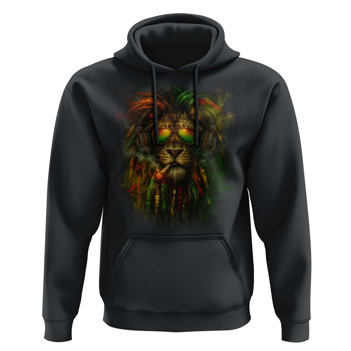 Rasta Reggae Lion Smoking Weed Hoodie Jamaican Reggae Music and Weed Lovers - Wonder Print Shop