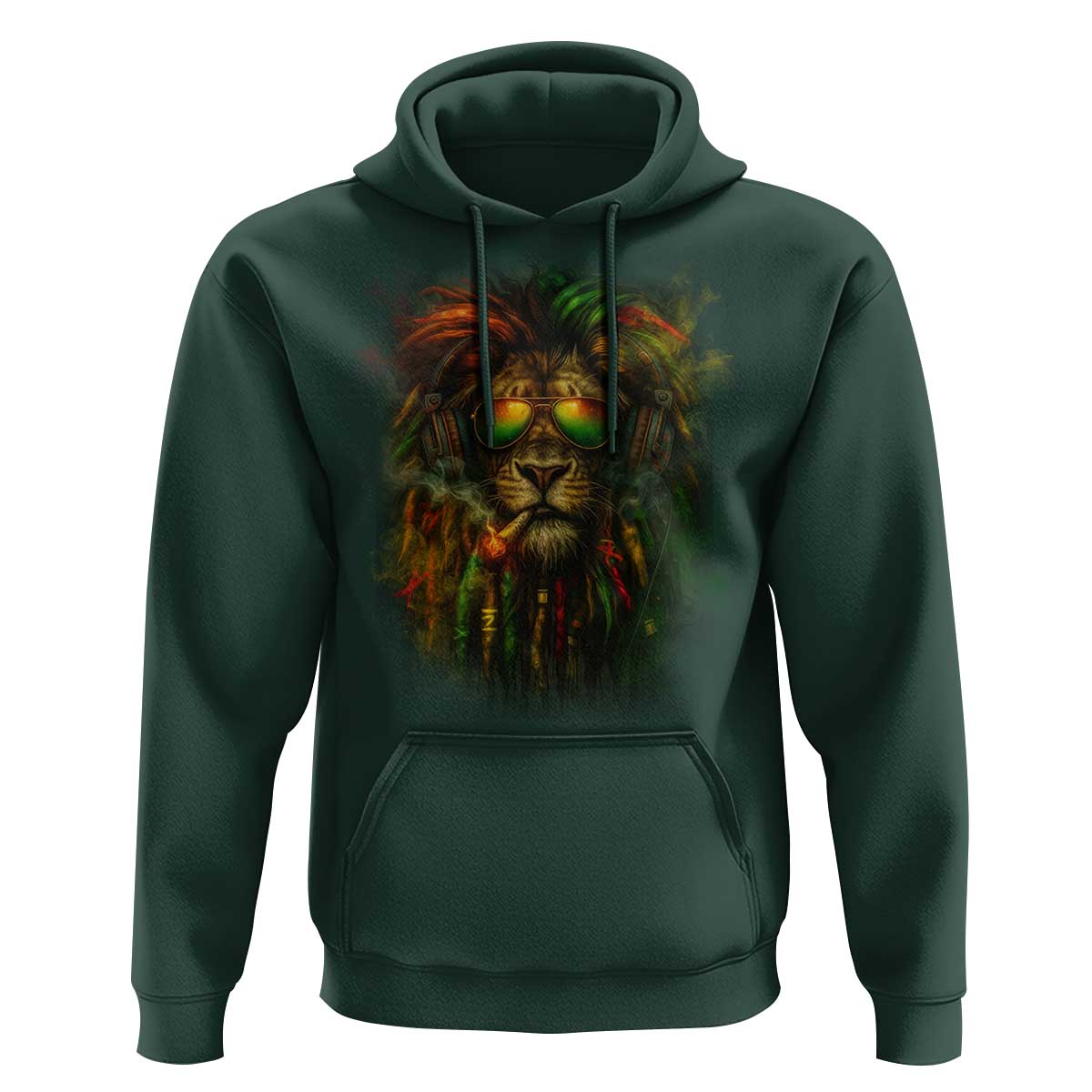 Rasta Reggae Lion Smoking Weed Hoodie Jamaican Reggae Music and Weed Lovers - Wonder Print Shop