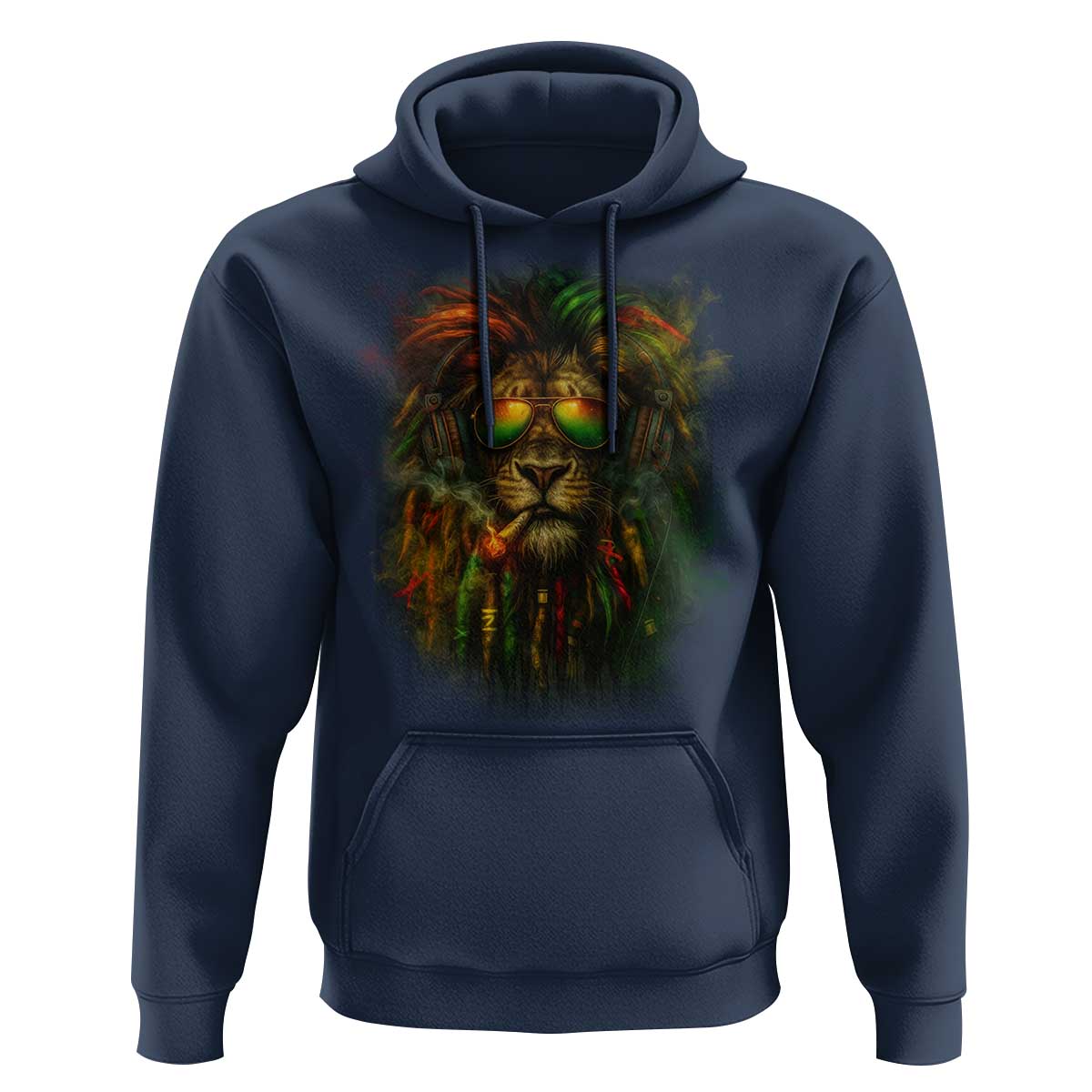 Rasta Reggae Lion Smoking Weed Hoodie Jamaican Reggae Music and Weed Lovers - Wonder Print Shop