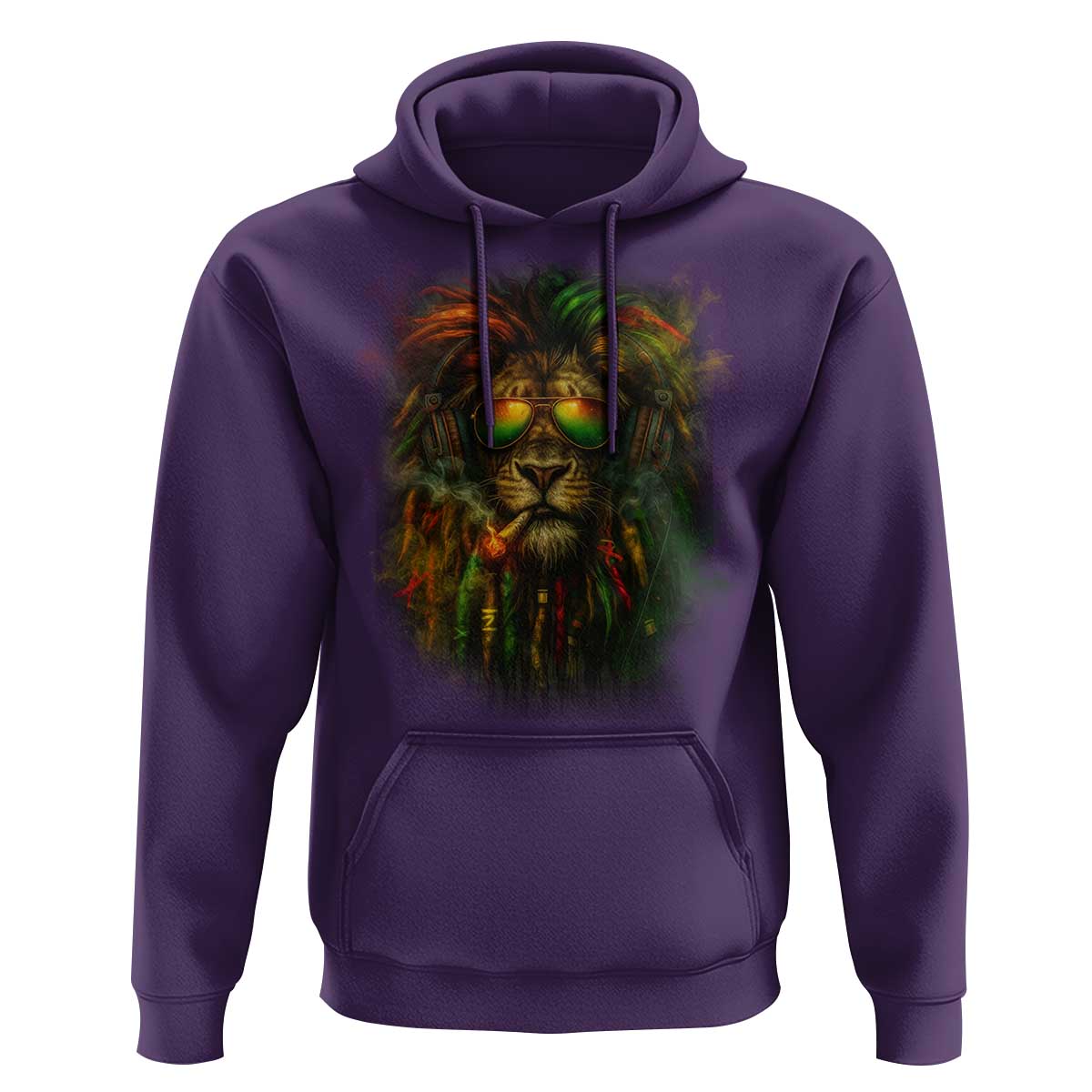 Rasta Reggae Lion Smoking Weed Hoodie Jamaican Reggae Music and Weed Lovers - Wonder Print Shop