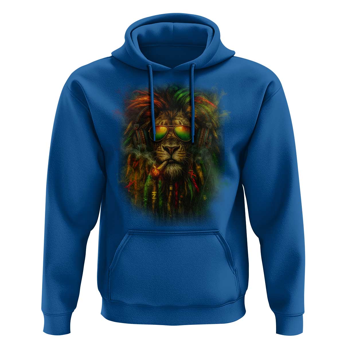 Rasta Reggae Lion Smoking Weed Hoodie Jamaican Reggae Music and Weed Lovers - Wonder Print Shop