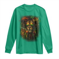 Rasta Reggae Lion Smoking Weed Long Sleeve Shirt Jamaican Reggae Music and Weed Lovers - Wonder Print Shop
