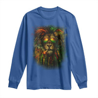 Rasta Reggae Lion Smoking Weed Long Sleeve Shirt Jamaican Reggae Music and Weed Lovers - Wonder Print Shop