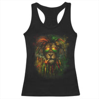 Rasta Reggae Lion Smoking Weed Racerback Tank Top Jamaican Reggae Music and Weed Lovers - Wonder Print Shop
