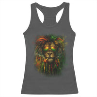 Rasta Reggae Lion Smoking Weed Racerback Tank Top Jamaican Reggae Music and Weed Lovers - Wonder Print Shop