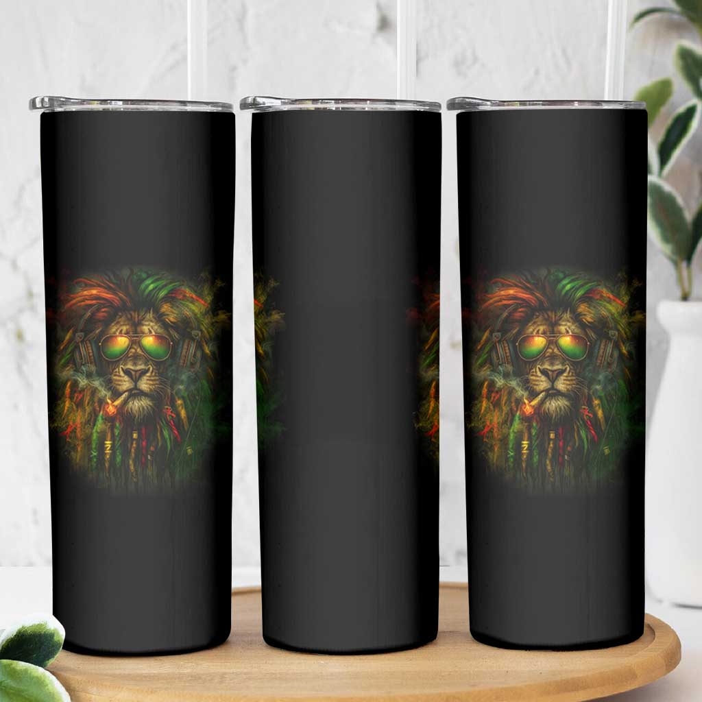 Rasta Reggae Lion Smoking Weed Skinny Tumbler Jamaican Reggae Music and Weed Lovers - Wonder Print Shop