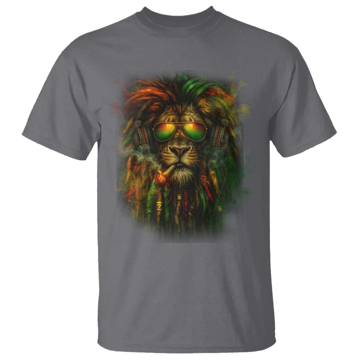 Rasta Reggae Lion Smoking Weed T Shirt Jamaican Reggae Music and Weed Lovers - Wonder Print Shop