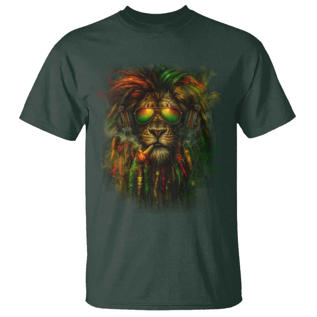 Rasta Reggae Lion Smoking Weed T Shirt Jamaican Reggae Music and Weed Lovers - Wonder Print Shop