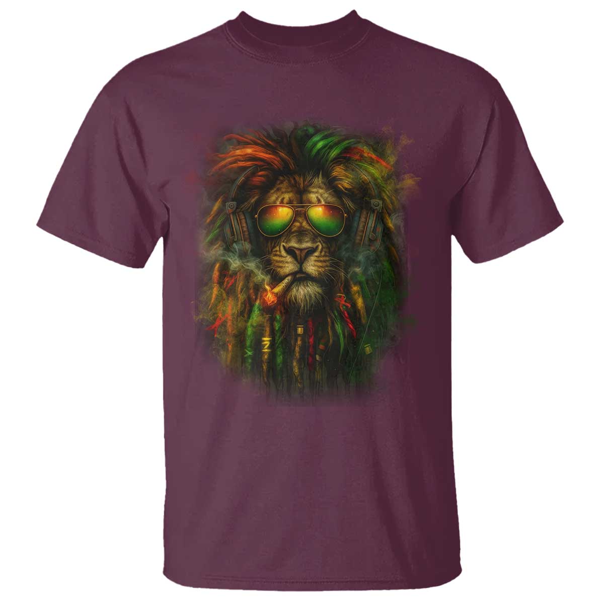 Rasta Reggae Lion Smoking Weed T Shirt Jamaican Reggae Music and Weed Lovers - Wonder Print Shop
