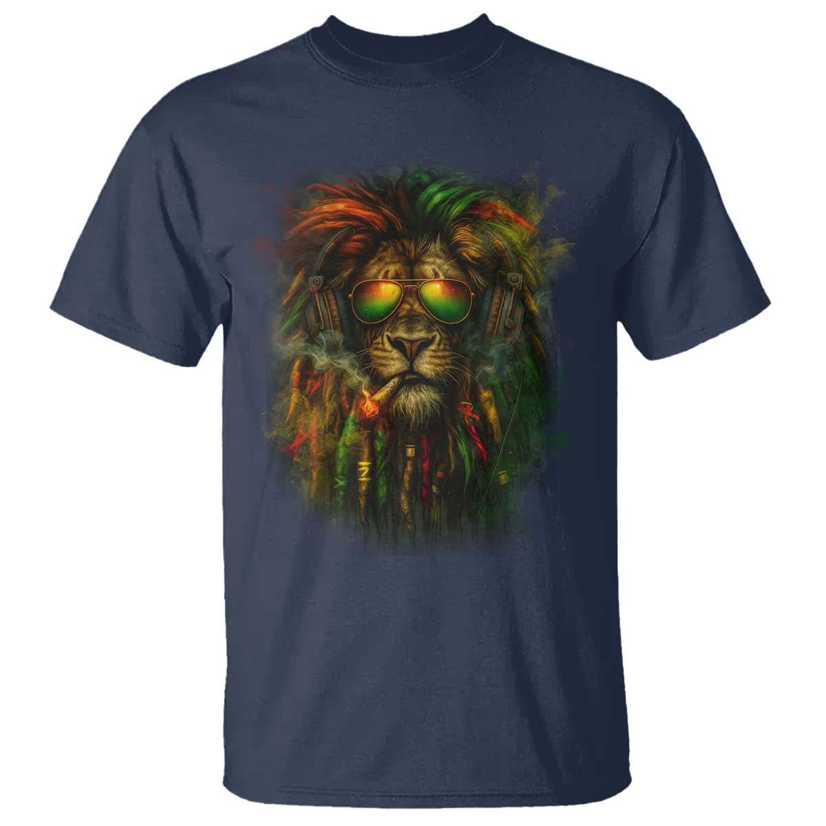 Rasta Reggae Lion Smoking Weed T Shirt Jamaican Reggae Music and Weed Lovers - Wonder Print Shop
