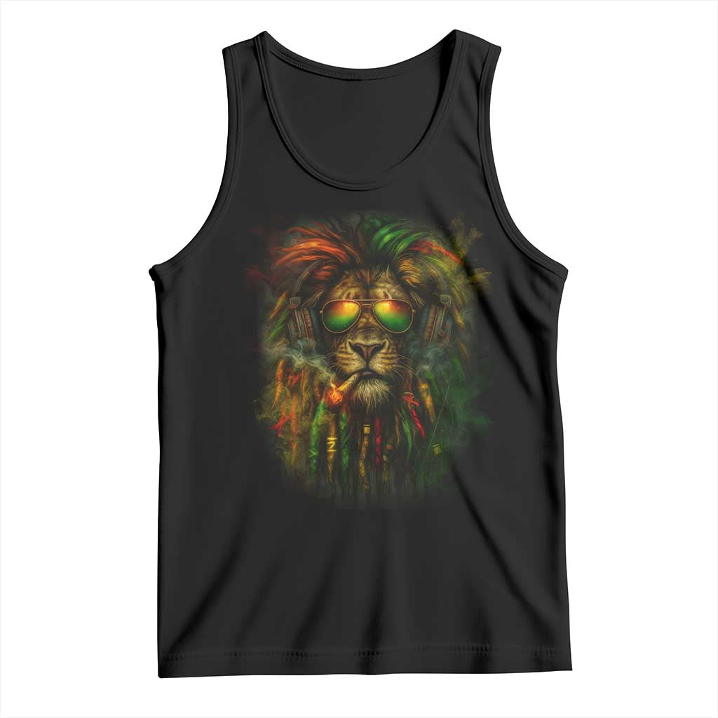 Rasta Reggae Lion Smoking Weed Tank Top Jamaican Reggae Music and Weed Lovers - Wonder Print Shop