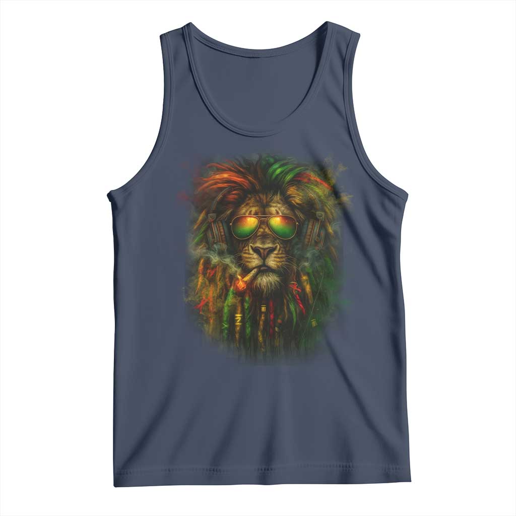 Rasta Reggae Lion Smoking Weed Tank Top Jamaican Reggae Music and Weed Lovers - Wonder Print Shop