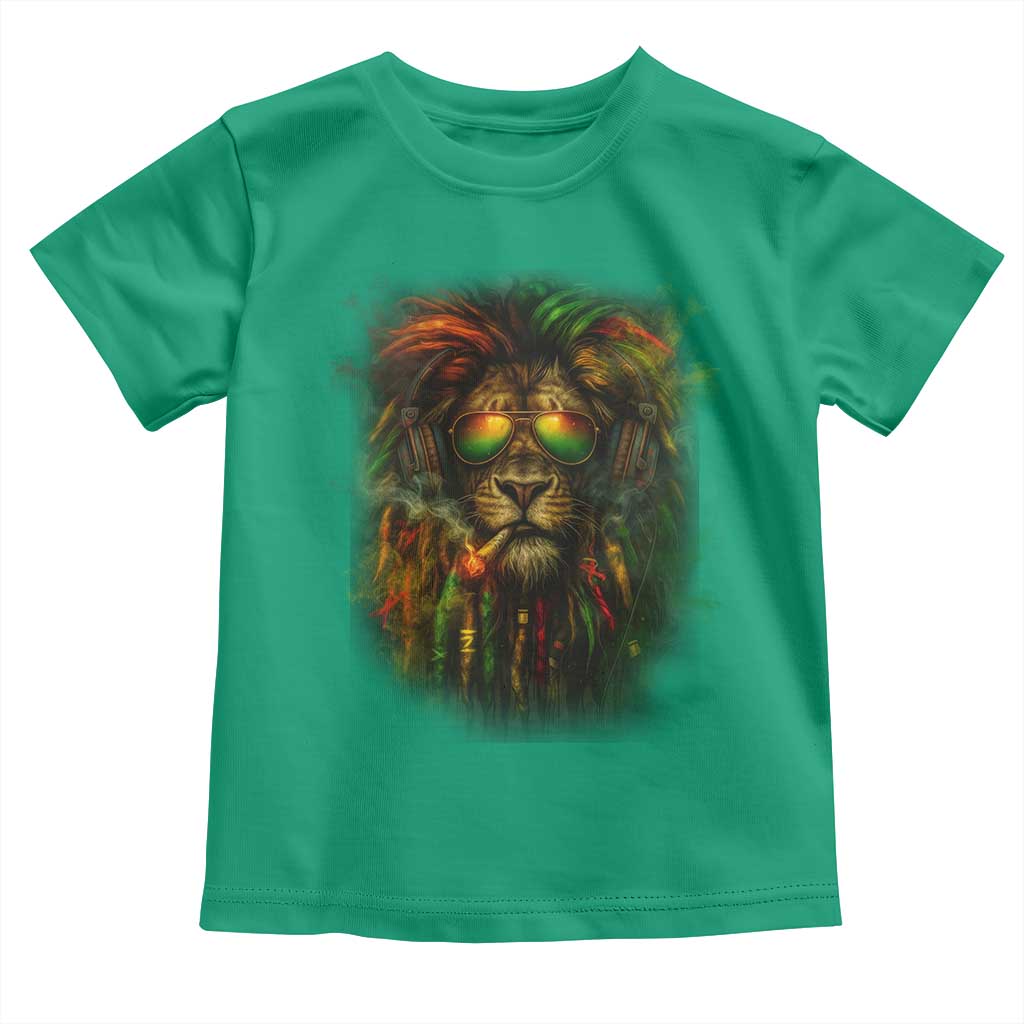 Rasta Reggae Lion Smoking Weed Toddler T Shirt Jamaican Reggae Music and Weed Lovers - Wonder Print Shop