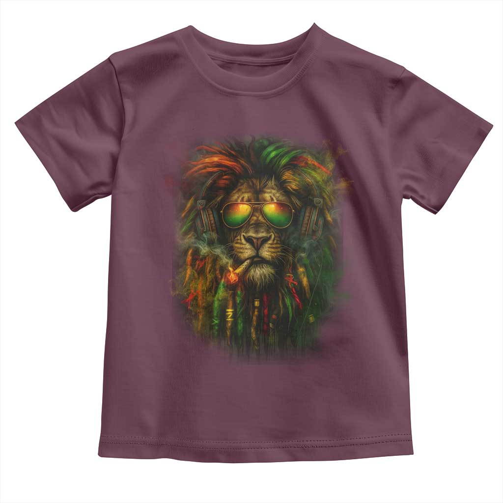 Rasta Reggae Lion Smoking Weed Toddler T Shirt Jamaican Reggae Music and Weed Lovers - Wonder Print Shop