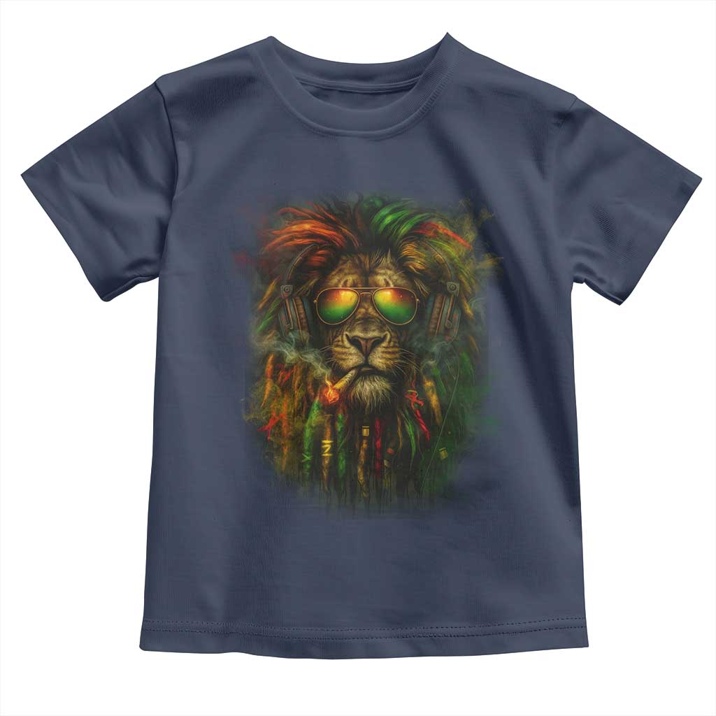 Rasta Reggae Lion Smoking Weed Toddler T Shirt Jamaican Reggae Music and Weed Lovers - Wonder Print Shop