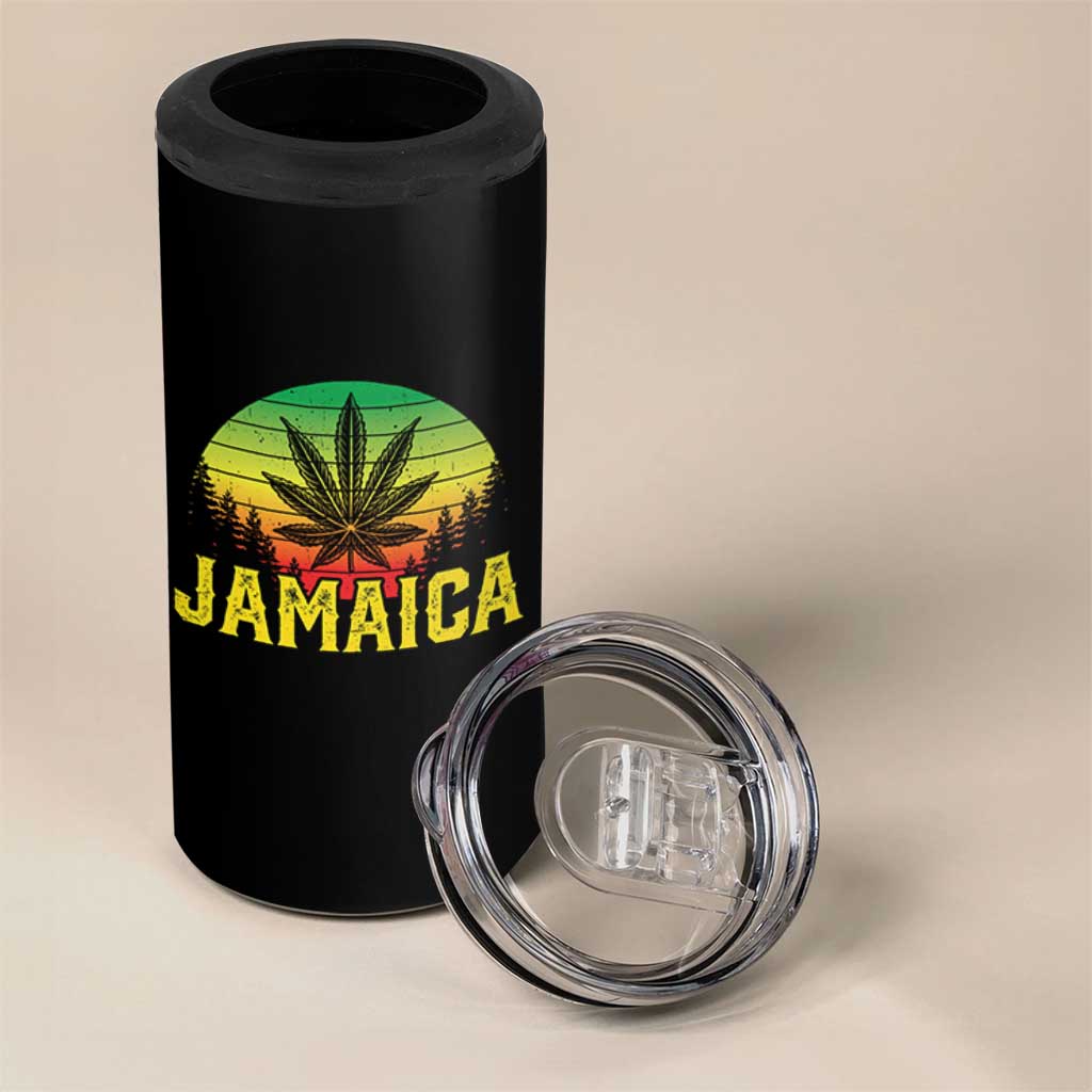 Jamaica Stoner 4 in 1 Can Cooler Tumbler Rasta Sunset Cannabis Marijuana Weed Lovers 420 - Wonder Print Shop